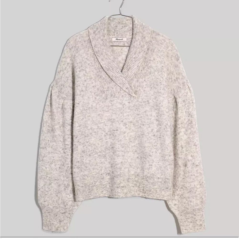 Madewell Vinson Shawl Collar Sweater Heather Grey Drop Shoulder Small